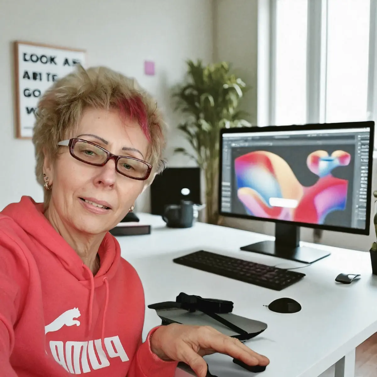 Rita Scheer an ihrem Arbeitsplatz